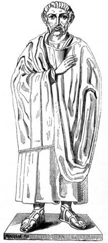 Milano’lu Aziz Ambrosius’un heykelinin çizimi - Kaynak: wikimedia.org; kamu malı