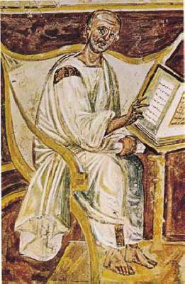 Augustinus’un en eski portresi, Roma’da 6. yüzyıla ait bir fresk - Kaynak: wikimedia.org; kamu malı
