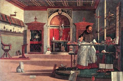 Aziz Augustinus çalışma odasında - Vittore Carpaccio (1502) - Kaynak: wikimedia.org; kamu malı
